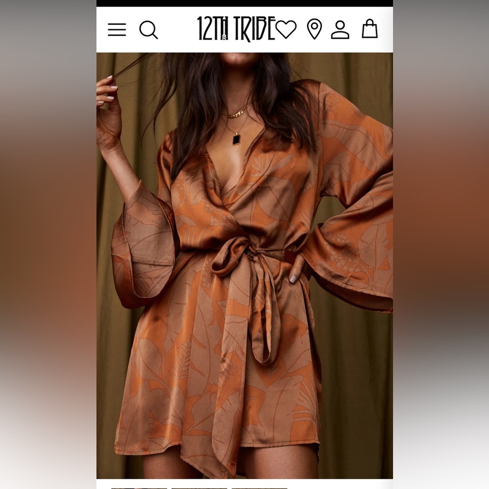 NWT 12th Tribe Gold Standard Rust kimono dress sold out online